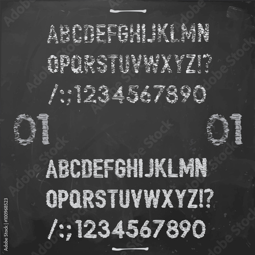 hand drawn vector alphabets chalk on a blackboard