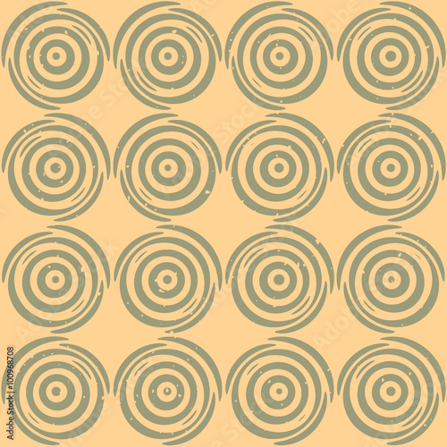Vector Seamless Hand Drawn Geometric Lines Circular Round Tiles Retro Grungy Pattern