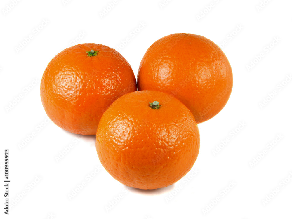 Three studio isolated mandarins on white background Three studio isolated mandarins on white background