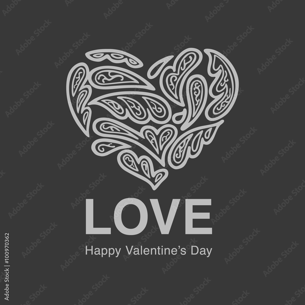 Hand drawn elegant heart shape in chalk board drawing with modern lettering is great for using for valentine's day card, valentine's day poster or just for saying to somebody about your feelings.