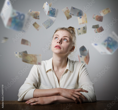 Girl in white and Euro