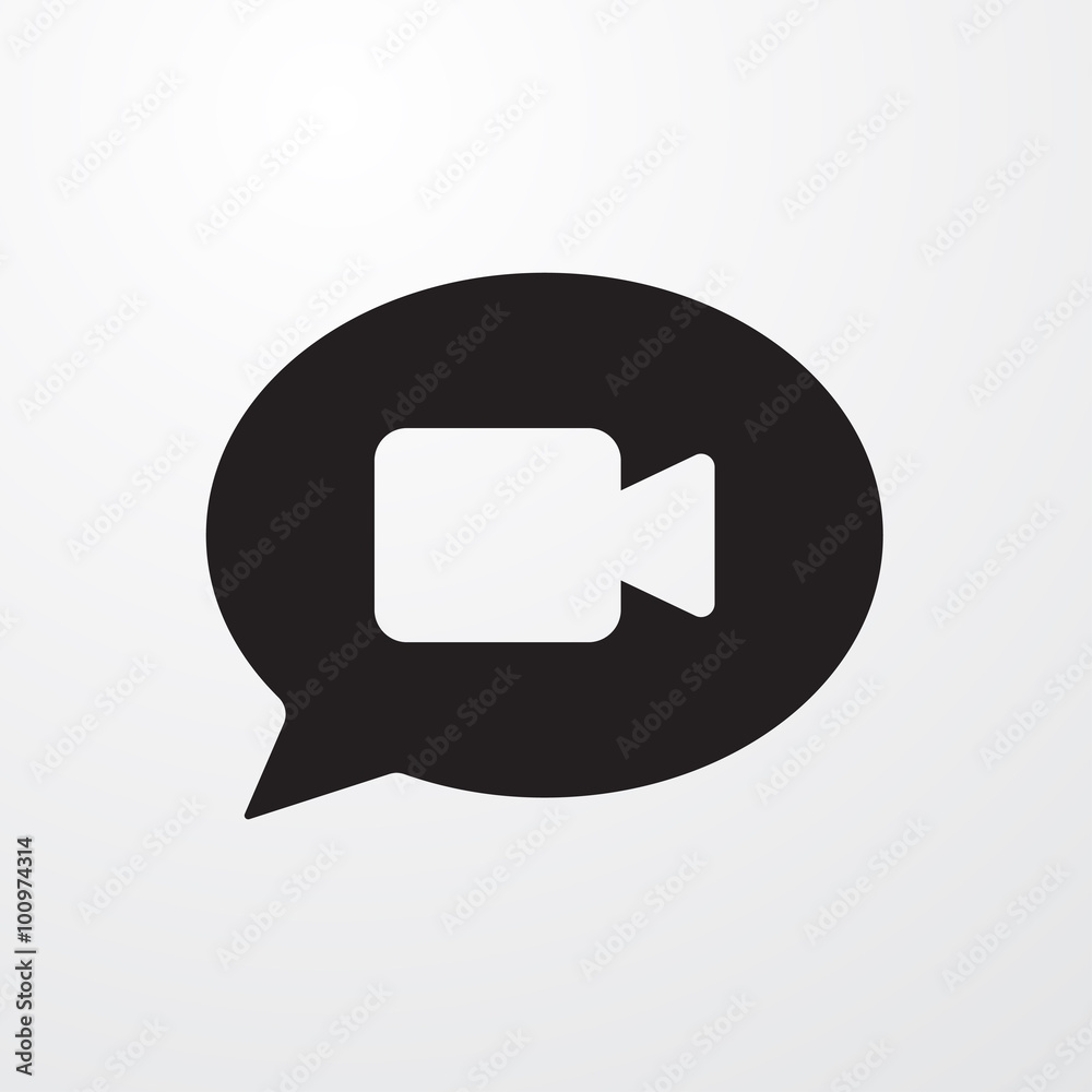 Video camera with bubble speech icon Video camera with bubble speech icon