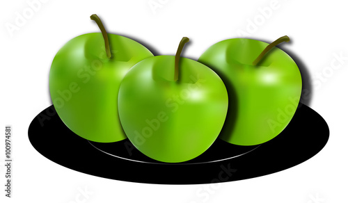 Apples on a plate isolated on white background 