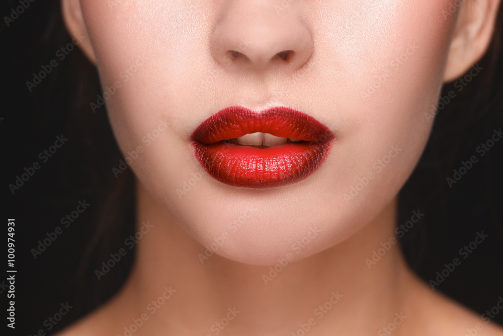 Close up portrait of beautiful young woman face Close up portrait of beautiful young woman face