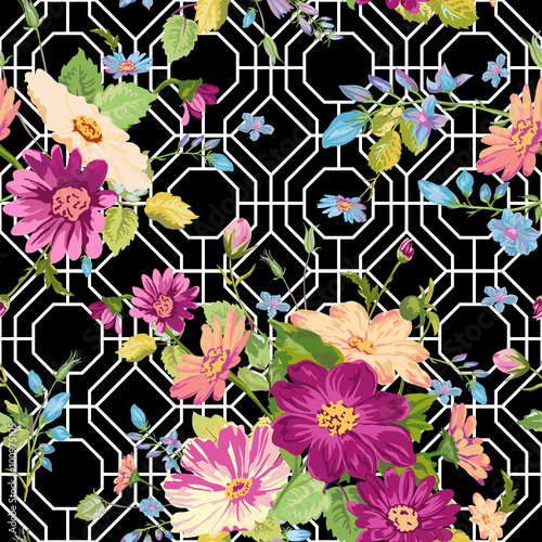 Vintage Floral Background - seamless pattern for design, print
