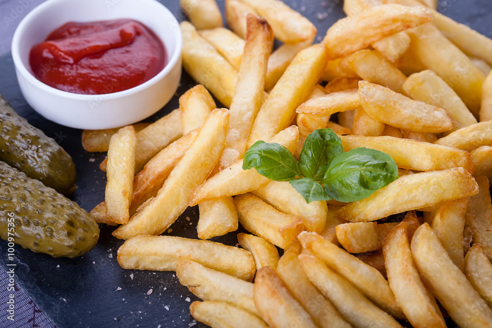 french fries and homemade sausage french fries and homemade sausage