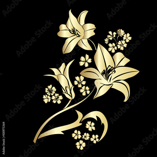 Fototapeta Naklejka Na Ścianę i Meble -  Golden silhouette Lily.