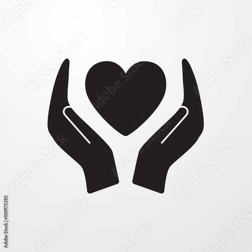 Heart in hands sign icon fo...