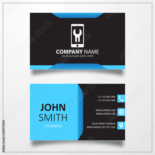 Phone repair icon. Business card vector template.
