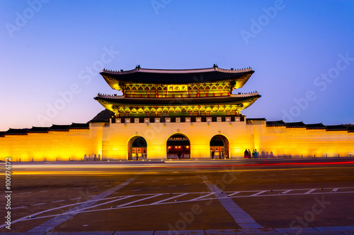 Beautiful Architecture in Gyeongbokgung Palace at Seoul city Kor