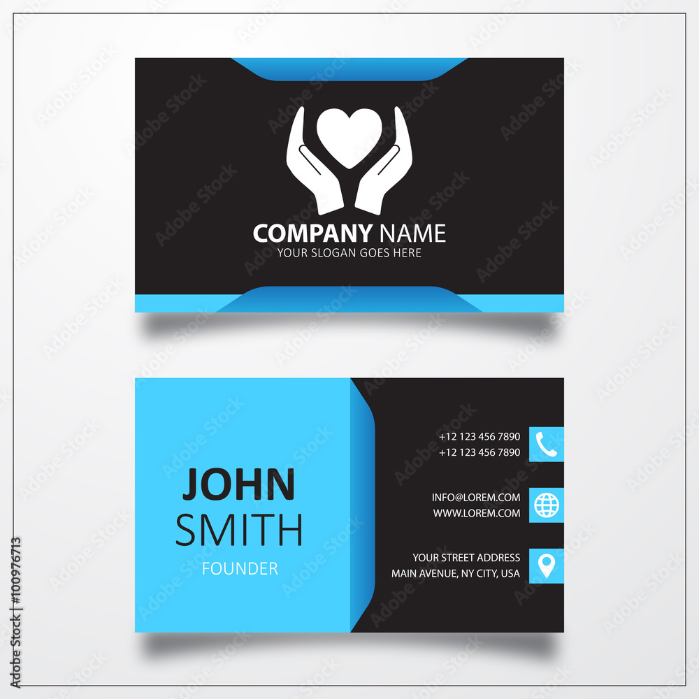 Heart in hands sign icon for web and mobile. Business card vecto