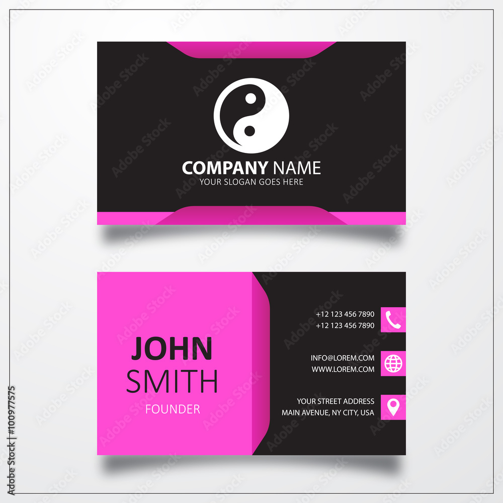 Yin Yang icon. Business card vector template.
