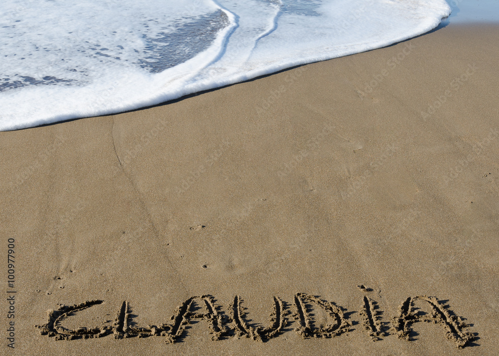 Nombre de Claudia escrito en la arena Stock Photo Adobe Stock Nombre de Claudia escrito en la arena Stock Photo Adobe Stock
