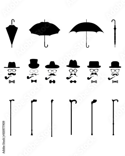 gentleman's set  icon vector, isolated vintage and retro
