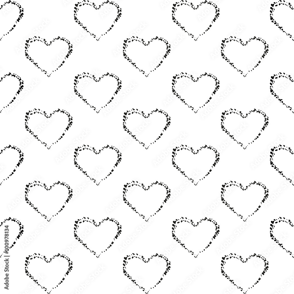 Seamless pattern of hearts. Vector pattern. Ink Doodle. Seamless pattern of hearts. Vector pattern. Ink Doodle.