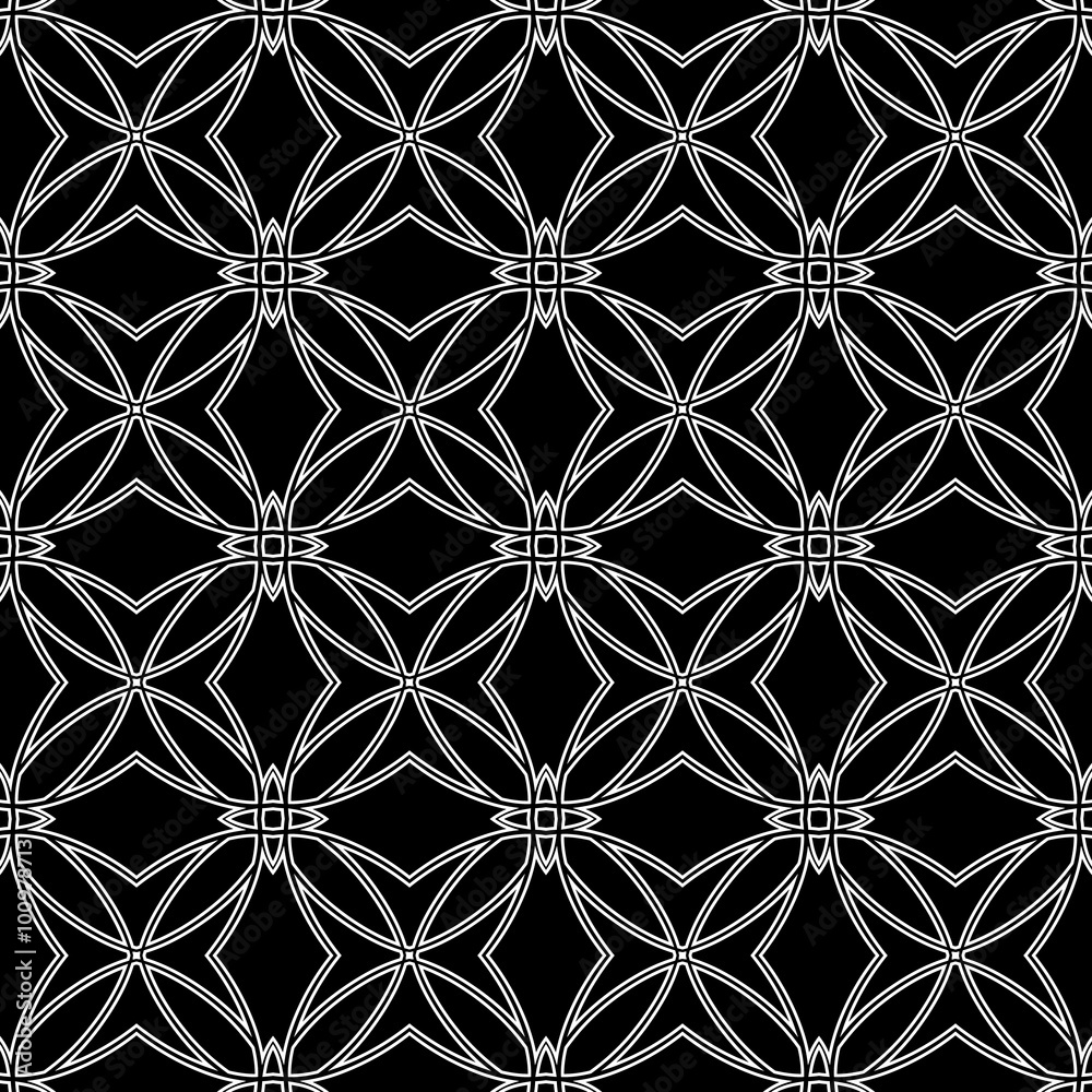 Fototapeta premium Seamless pattern in arabic style. Intersecting curved elegant lines and scrolls forming abstract floral ornament. Arabesque.