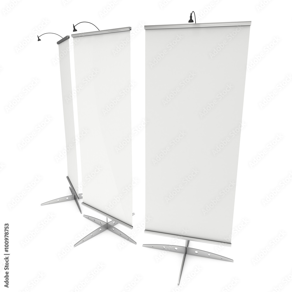 Blank Roll Up Banner Stand. 3D Blank Roll Up Banner Stand. 3D