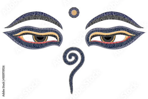 Buddha eyes, Nepal, symbol of wisdom and enlightenment