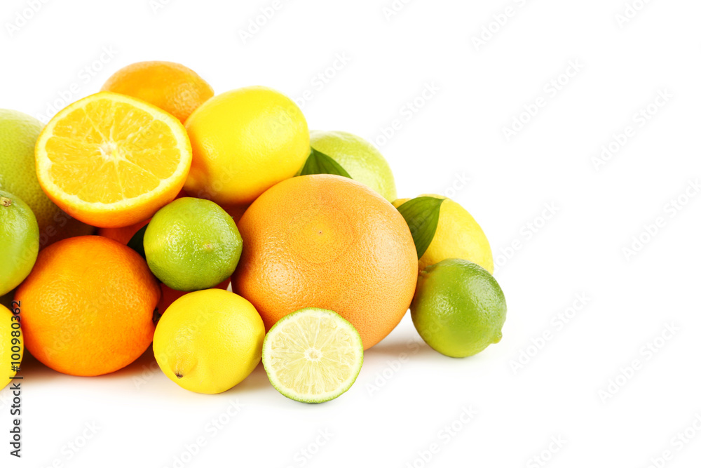 Citrus fruits on a white background Citrus fruits on a white background
