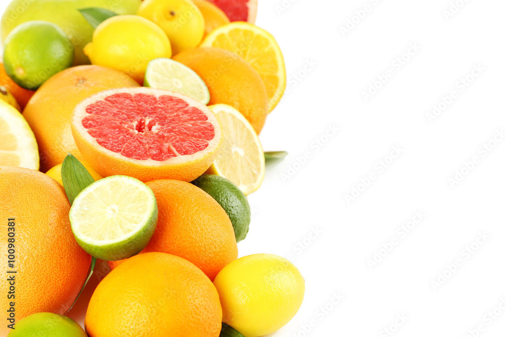 Citrus fruits on a white background Citrus fruits on a white background