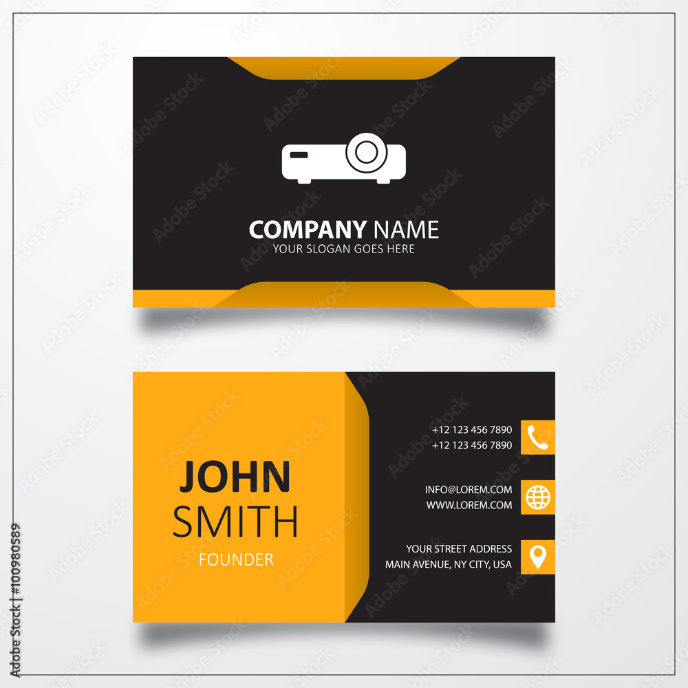 Projector sign icon. Business card vector template. Projector sign icon. Business card vector template.