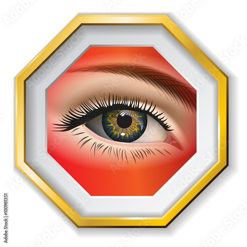 Female eye closeup in the frame. Vector