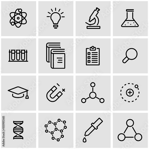 Vector line science icon set. Science Icon Object, Science Icon Picture, Science Icon Image - stock vector