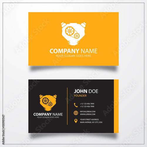 Engine sign icon. Business card vector template.