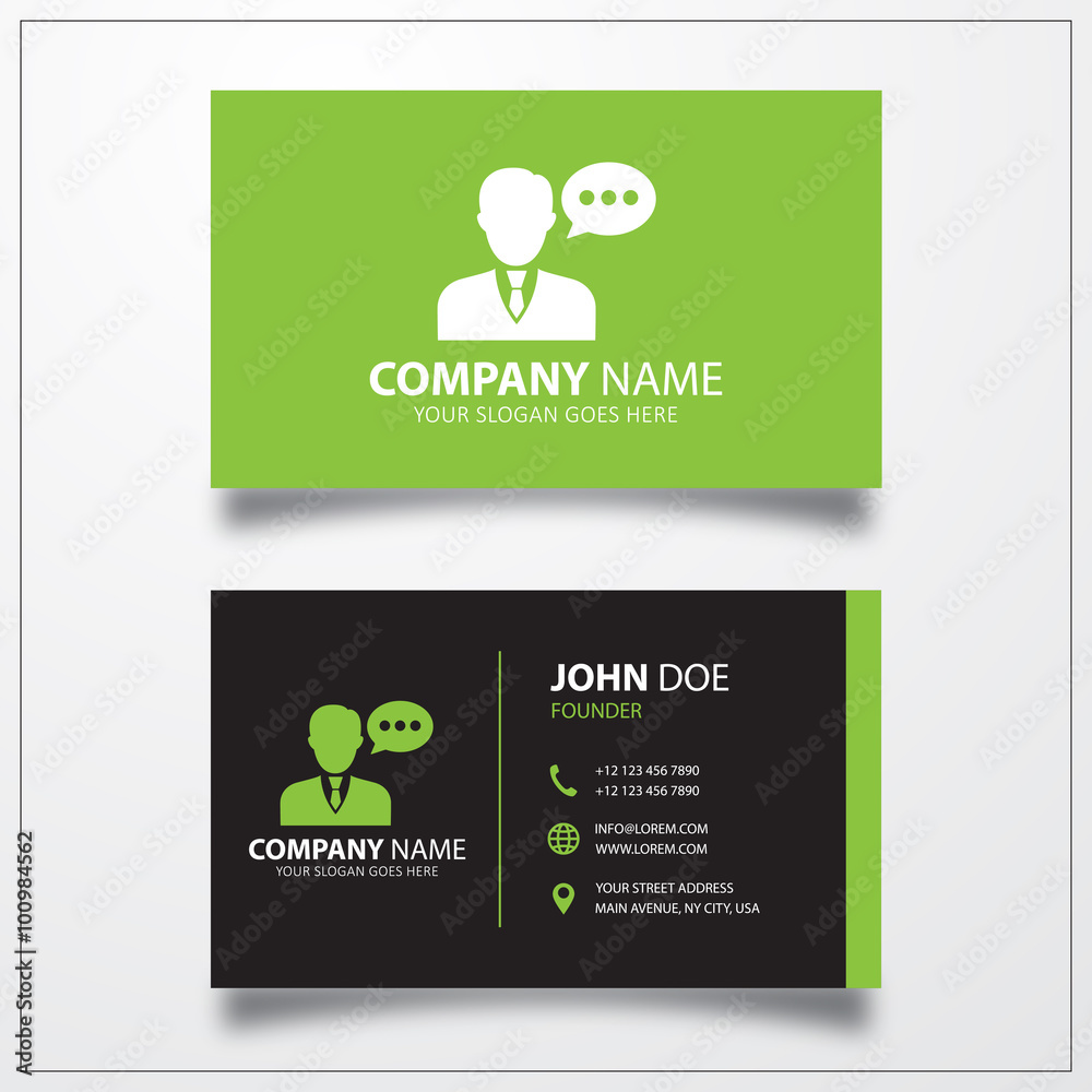 Speaking man icon. Business card vector template.