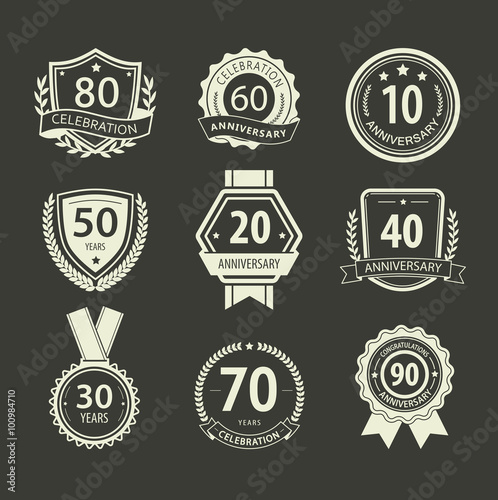 Anniversary sign collection, retro design