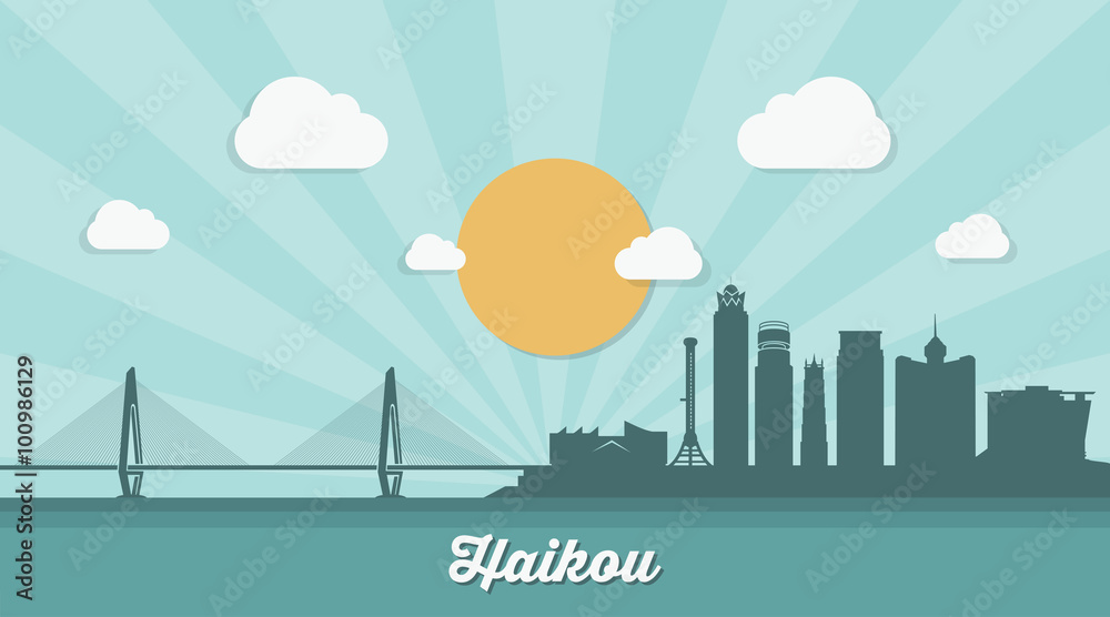 Haikou skyline - flat design