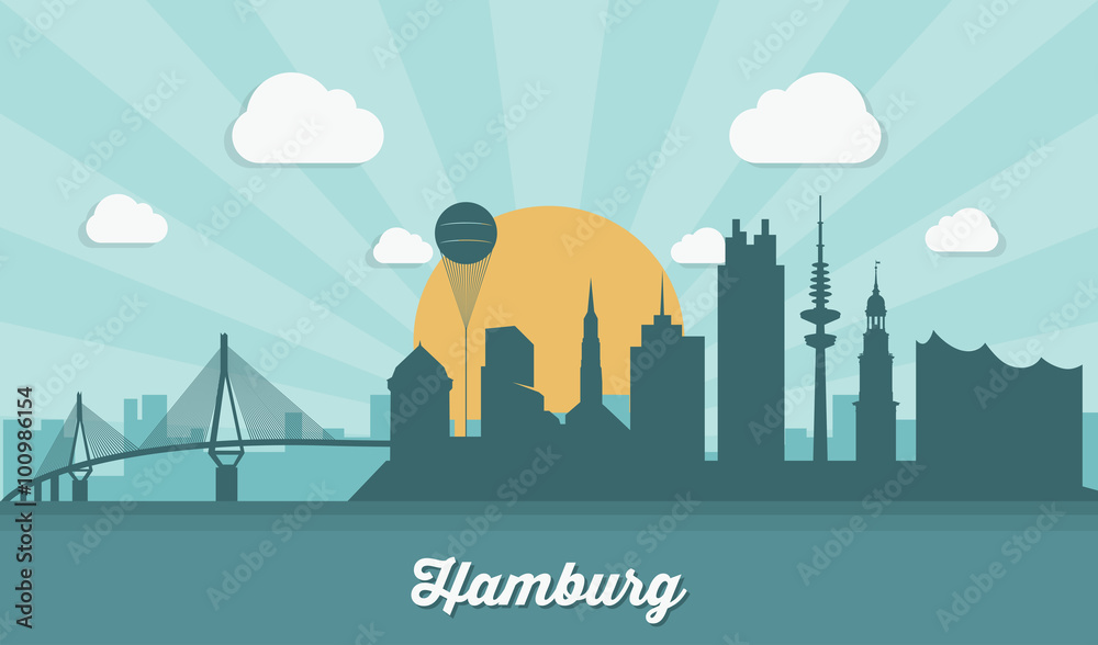 Hamburg skyline - flat design