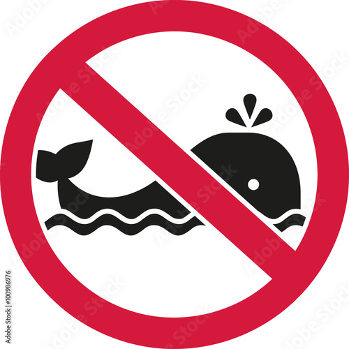 Whales forbidden with ban sign