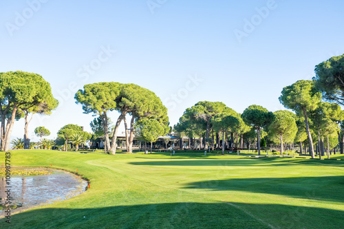 playing golf on a golf course