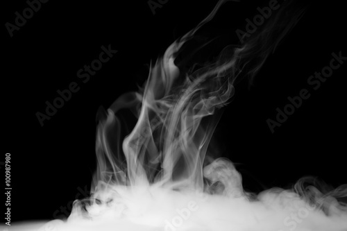 steam on the black background