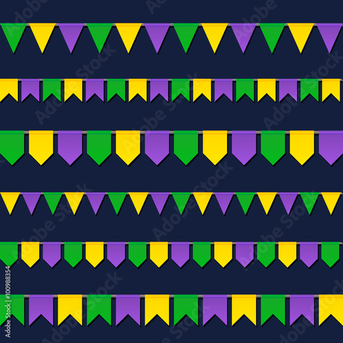 Carnival flags set isolated on dark background