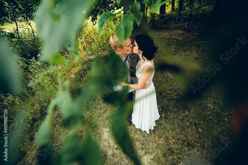 Beautiful wedding couple posing