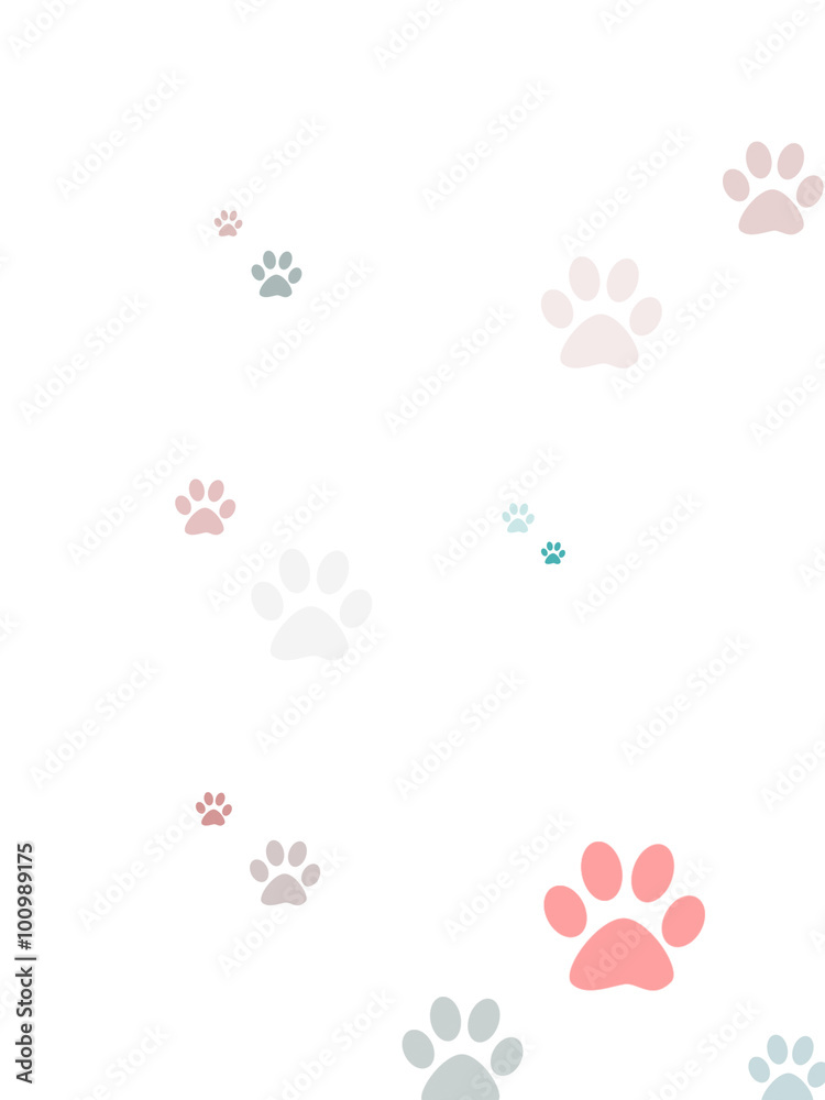 Coloured random paw print design
