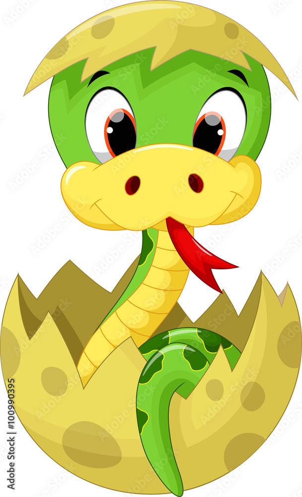 Naklejka premium Cute baby snake cartoon