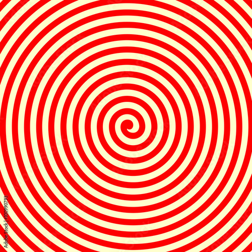 Red white swirl abstract vortex background. Hypnotic spiral wallpaper. Vector illustration