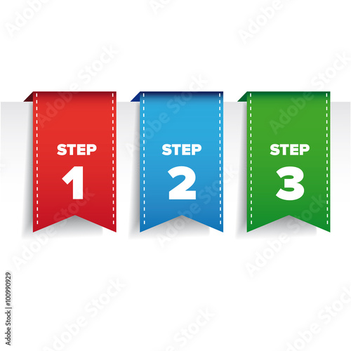 Step one two three bookmark ribbon -  progress vector