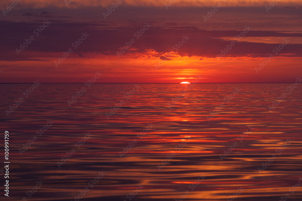Colorful sea/ocean sunset landscape