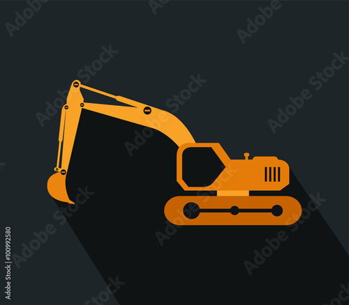 icon excavator flat design