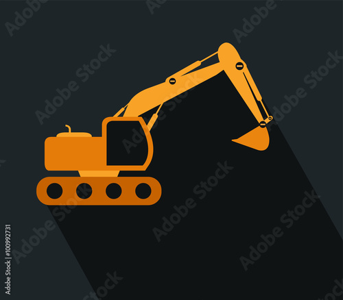 icon excavator flat design