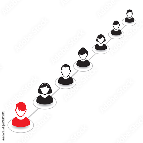 Human portrait and Icon. Vector Illustration. Office Team and Leader