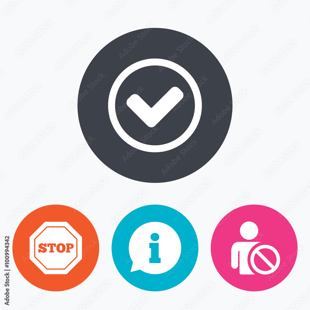 Information icons. Stop prohibition symbol. Information icons. Stop prohibition symbol.
