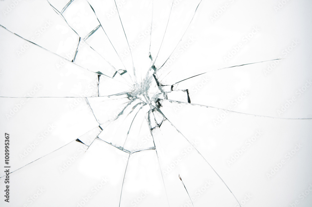 Broken glass on white background Stock Photo | Adobe Stock