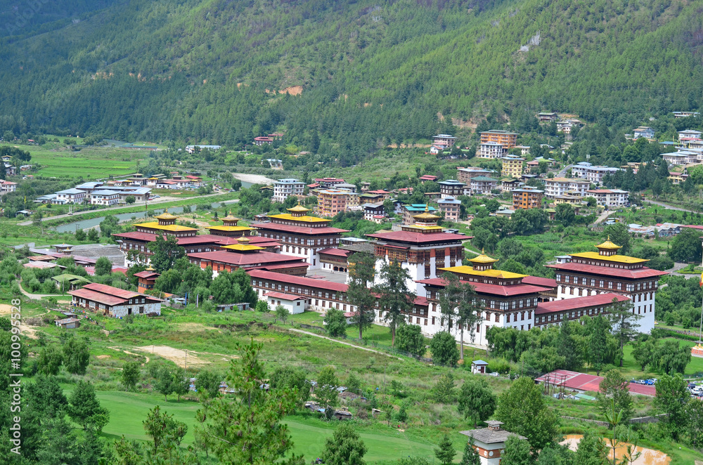 An Aerial View of Thimphu Dzong in Bhutan An Aerial View of Thimphu Dzong in Bhutan