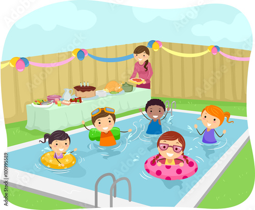 Stickman Kids Pool Party