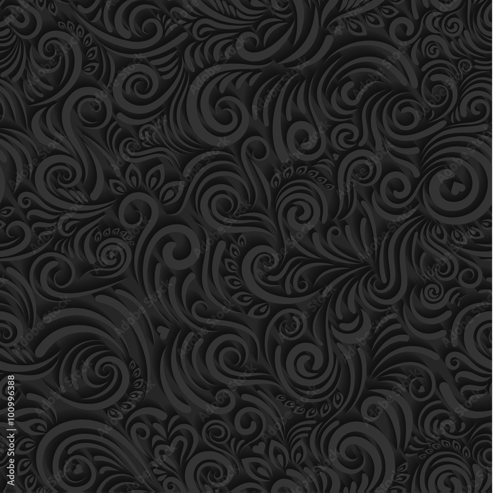 Black floral seamless background Black floral seamless background